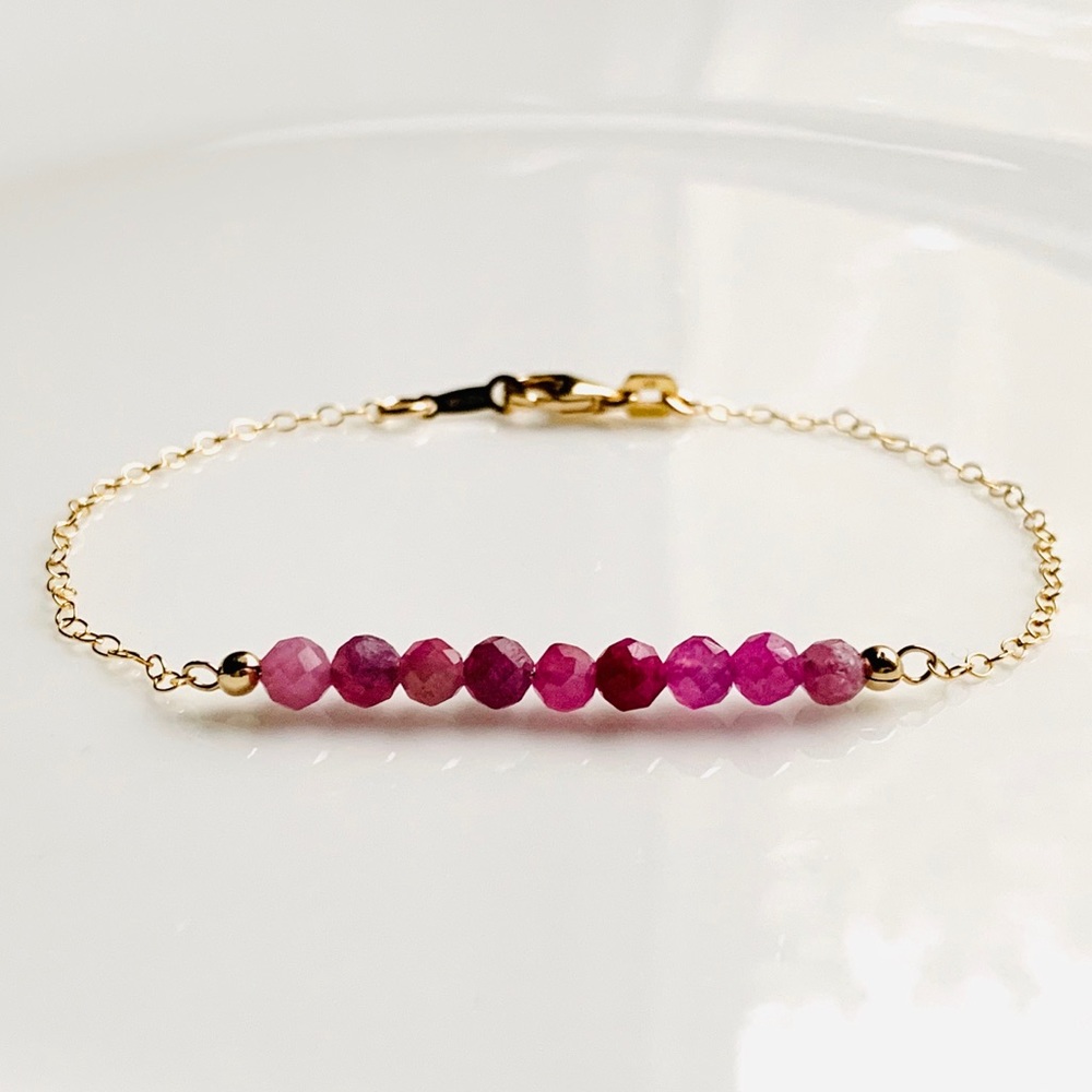 Natural Ruby Gemstone Bracelet Gold Filled - image 1